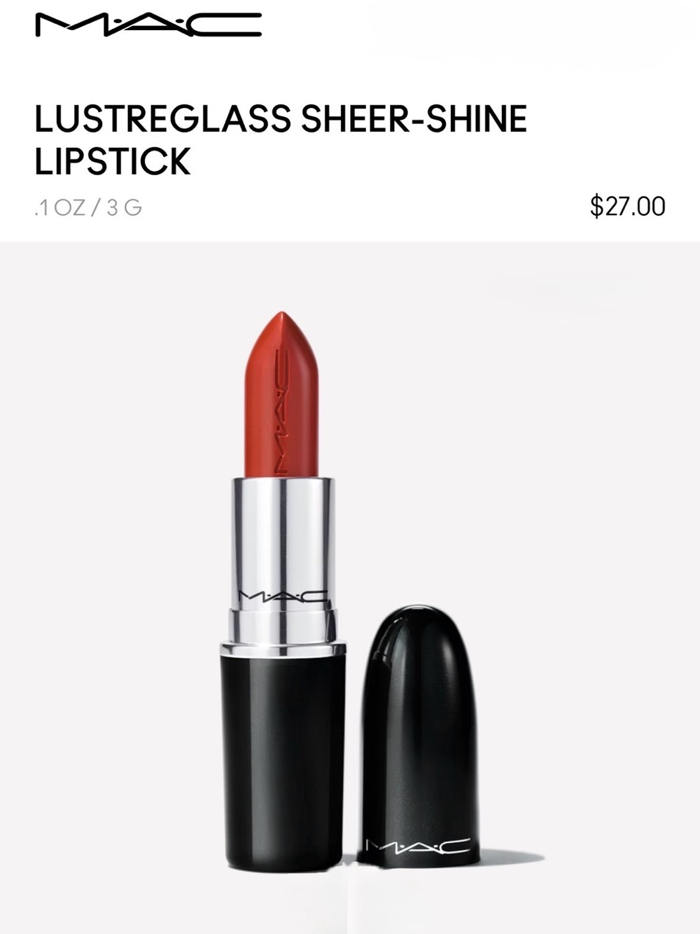 MAC Lustreglass Sheer-Shine Lipstick in Local Celeb NIB